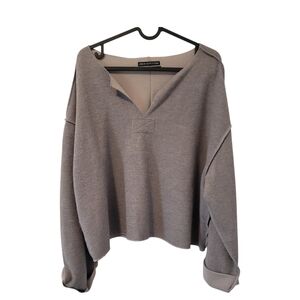 Urban Outfitters UO Jax Inside Out Notch Neck Oversize Top Sweatshirt Sz M Gray